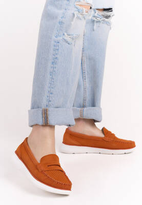 SP012 MOKASYN POMARAŃCZOWY SKÓRA